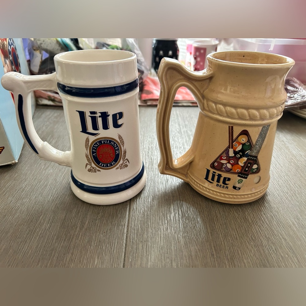 Lite Beer Steins 1983 & 1985 World Series of Tavern Pool